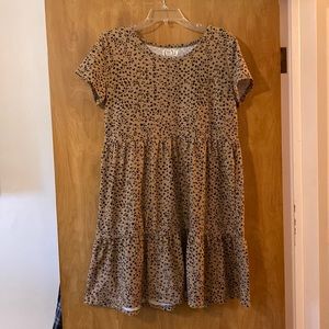 24/7 Cheetah Print Tiered Babydoll Mini Dress